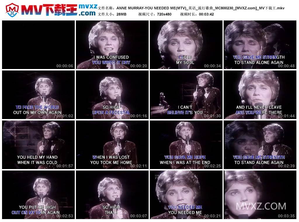 ANNE MURRAY-YOU NEEDED ME(MTV)_英语_流行歌曲_MC800230